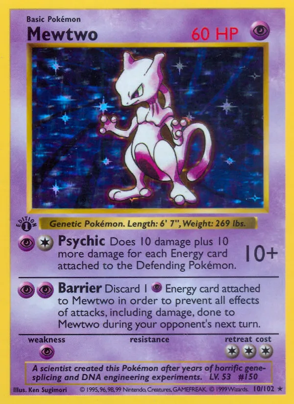Mewtwo #10, Base Set 1999-2000 Copyright