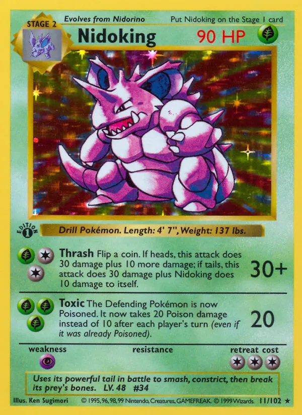 Nidoking #11, Base Set 1999-2000 Copyright