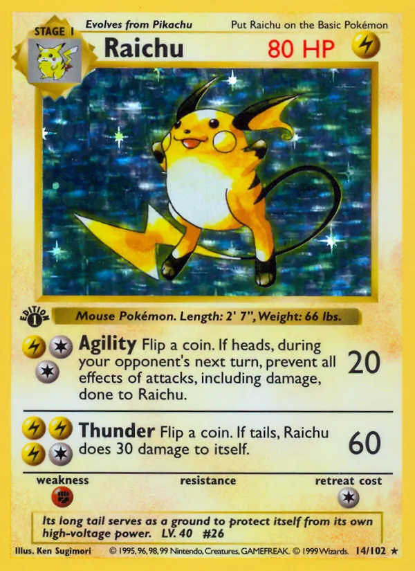 Raichu #14, Base Set Inverted Back