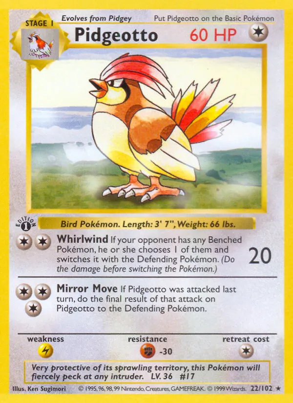 Pidgeotto #22, Base Set Shadowless