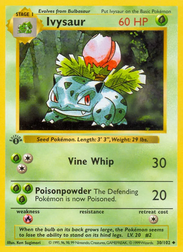 Ivysaur #30, Base Set 1999-2000 Copyright