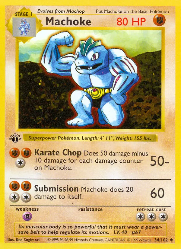 Machoke #34, Base Set 1999-2000 Copyright