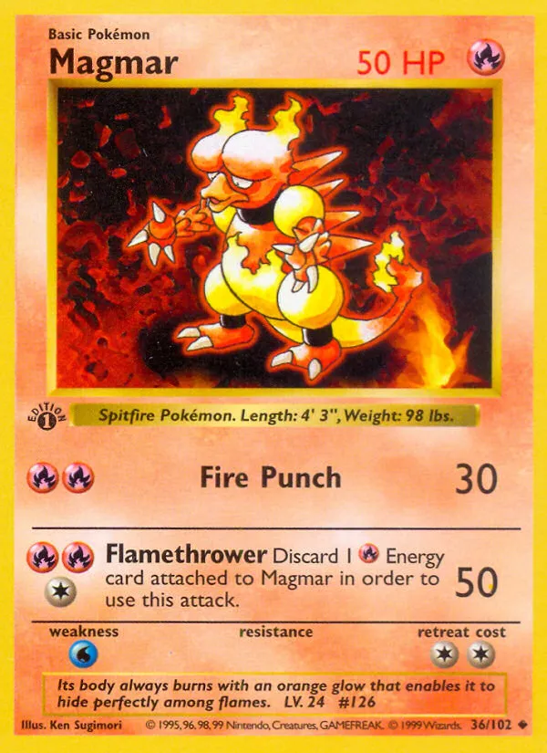 Magmar #36, Base Set 1999-2000 Copyright