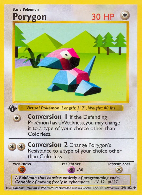 Porygon #39, Base Set 1999-2000 Copyright