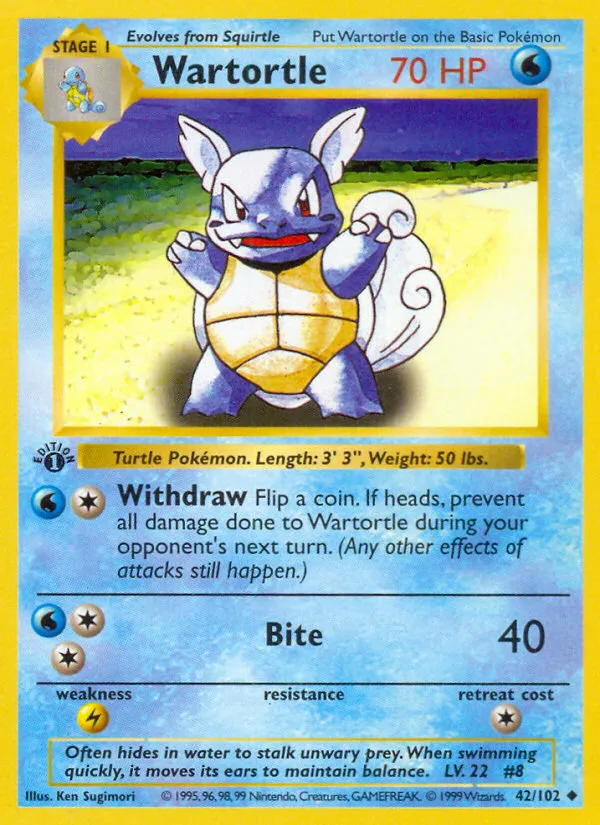 Wartortle #42, Base Set Evolution Box Error