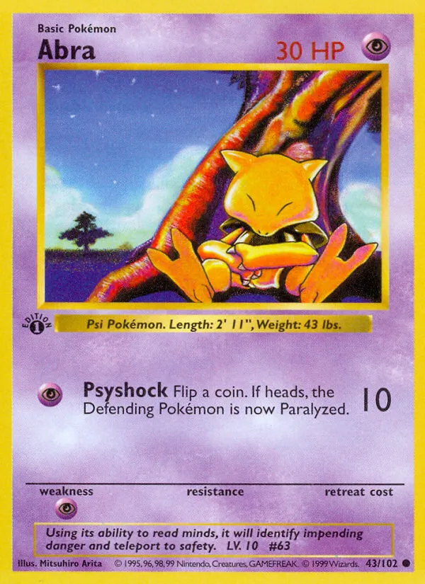 Abra #43, Base Set 1999-2000 Copyright