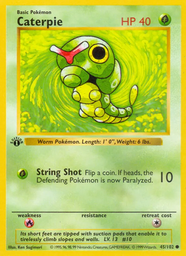 Caterpie #45, Base Set 1st Edition