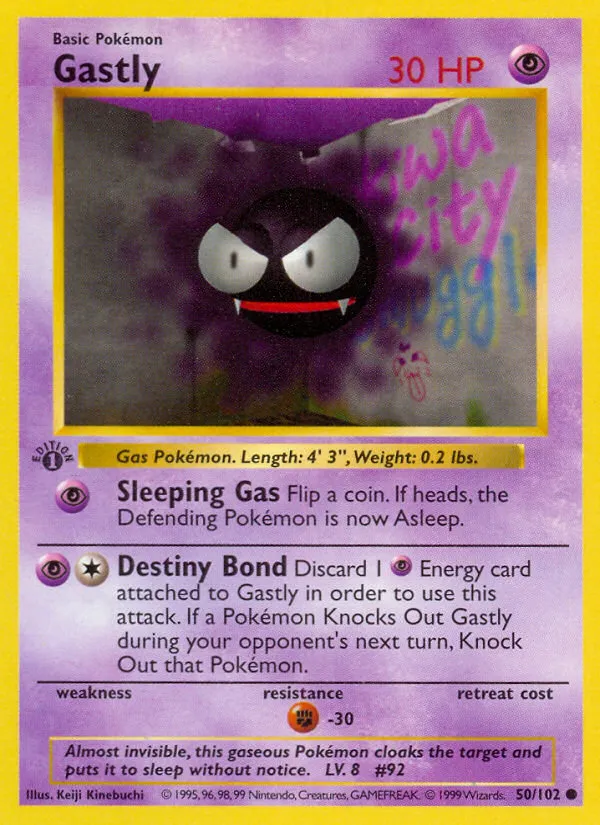 Gastly #50, Base Set 1999-2000 Copyright