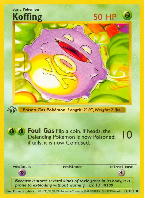 Koffing #51, Base Set 1999-2000 Copyright