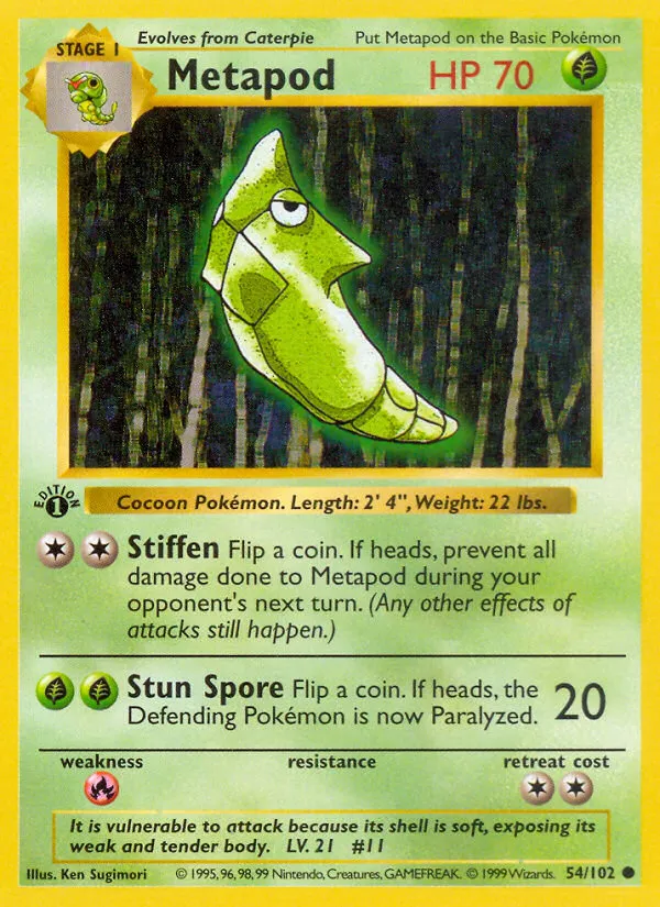 Metapod #54, Base Set 1999-2000 Copyright