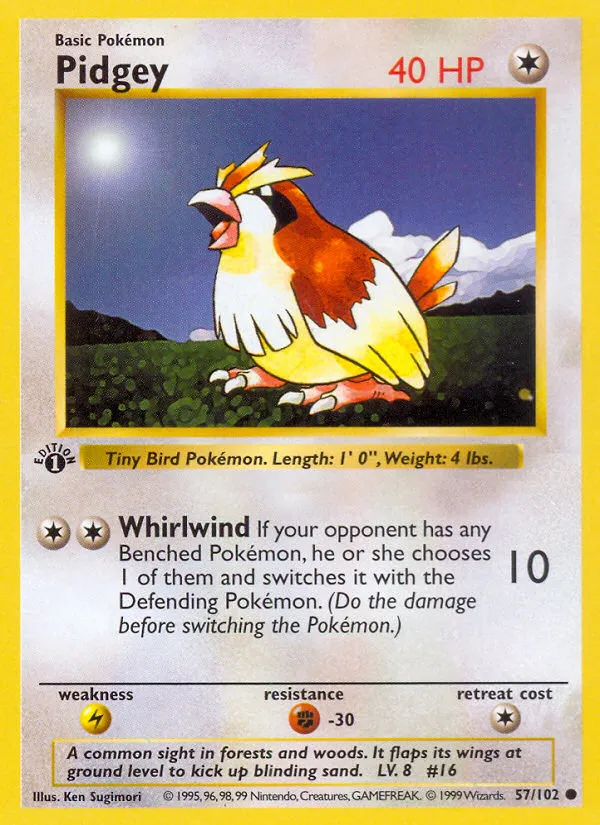 Pidgey #57, Base Set Shadowless