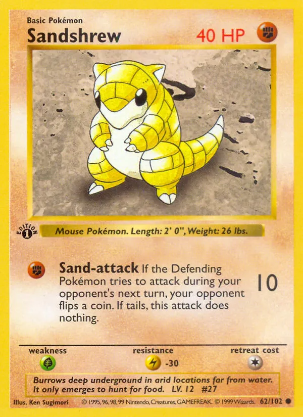 Sandshrew #62, Base Set Inverted Back