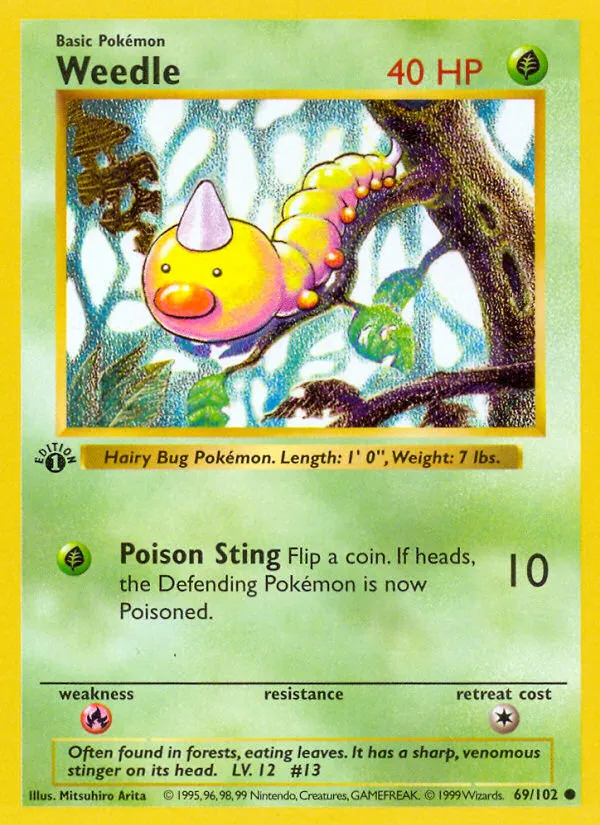 Weedle #69, Base Set 1999-2000 Copyright