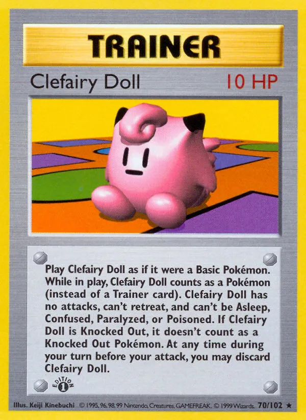 Clefairy Doll #70, Base Set 1st Edition
