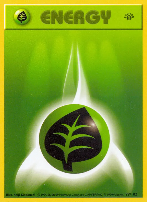 Grass Energy #99, Base Set Inverted Back