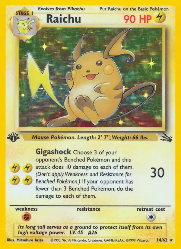 Raichu #14, Fossil Incomplete Holo Error