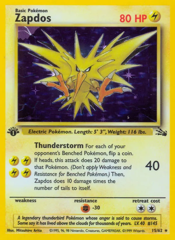 Zapdos #15, Fossil 1st Edition