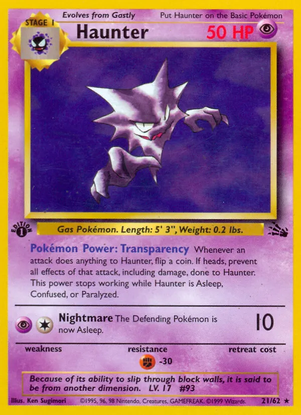 Haunter #21, Fossil 1st Edition