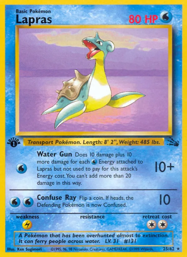 Lapras #25, Fossil 1999-2000 Copyright