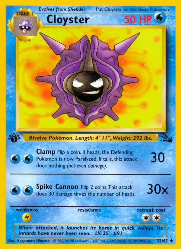 Cloyster #32, Fossil 1st Edition
