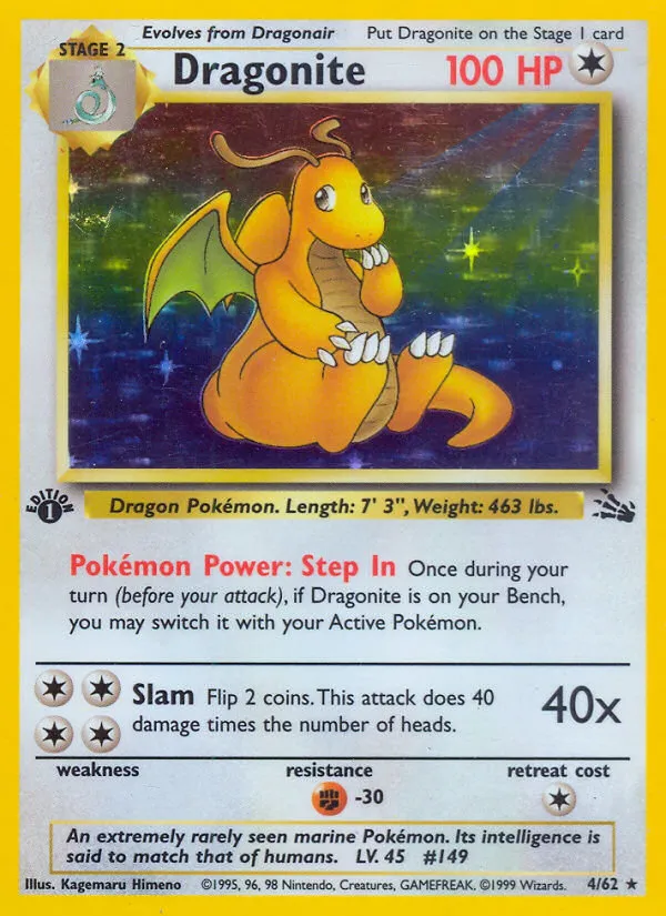 Dragonite #4, Fossil 1st Edition