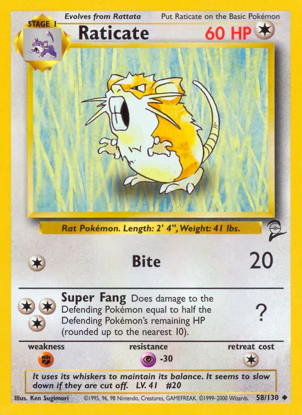 Raticate #58, Base Set 2
