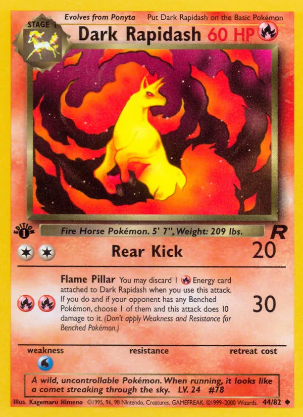 Dark Rapidash #44, Team Rocket 1st Edition