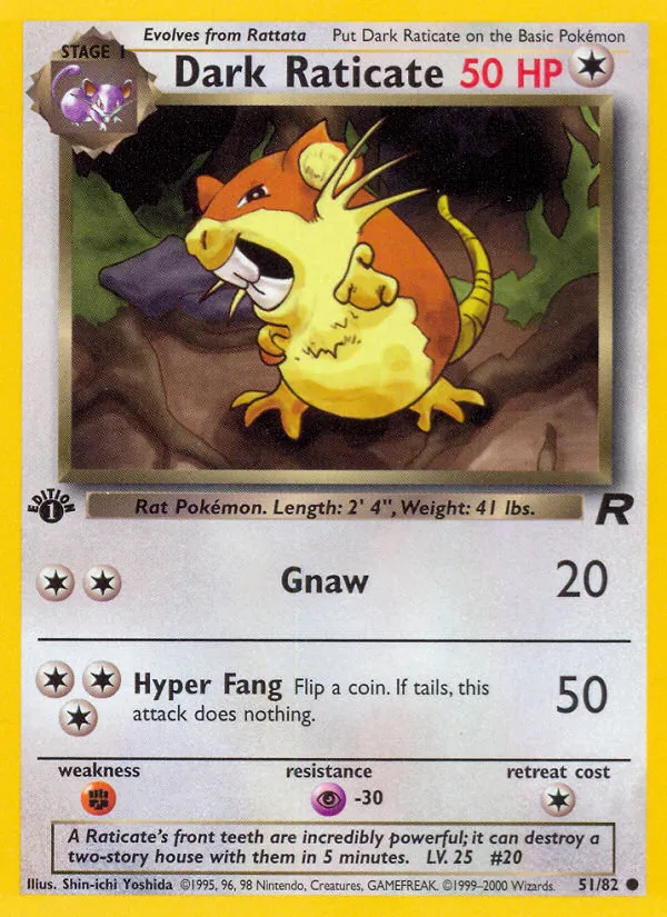 Dark Raticate #51, Team Rocket 1st Edition