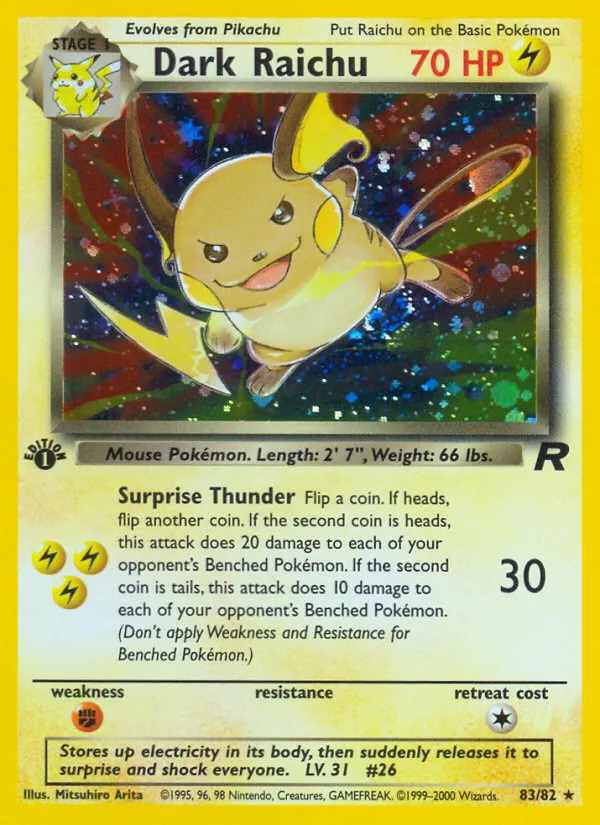 Dark Raichu #83, Team Rocket 1st Edition