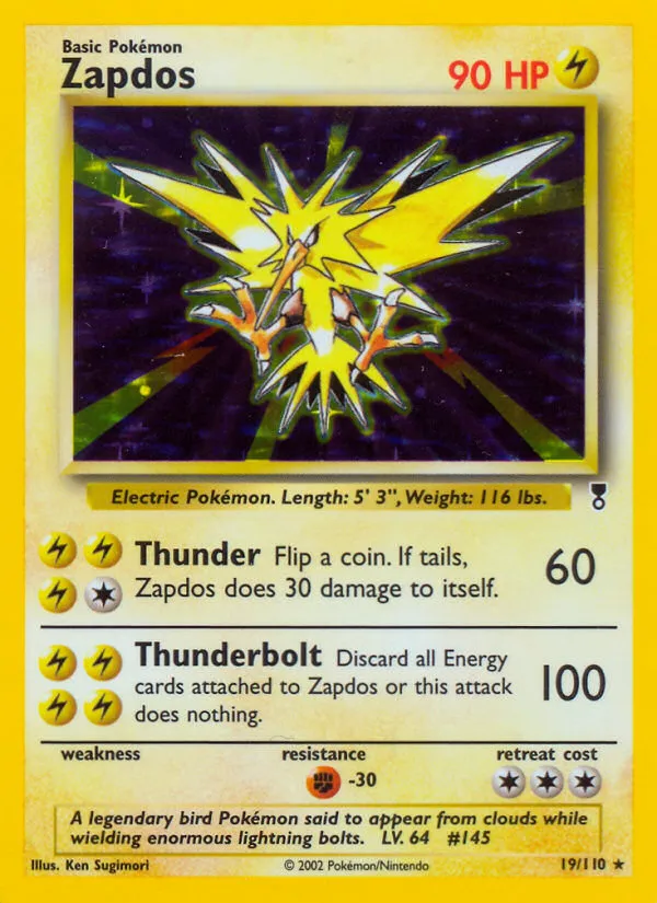 Zapdos #19, Legendary Collection Reverse Foil