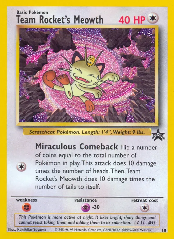 Team Rocket's Meowth #18, Wizards Black Star Promos Pokemon League