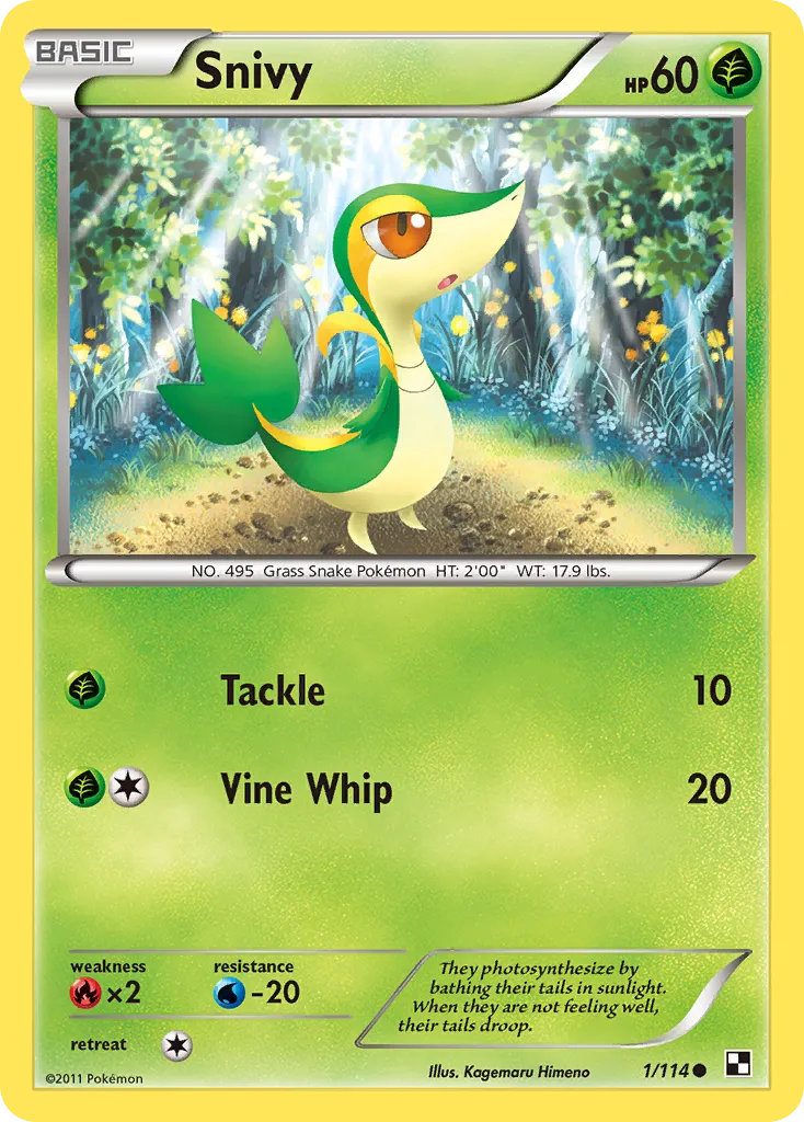 Snivy #1, Black & White Holo Cosmos