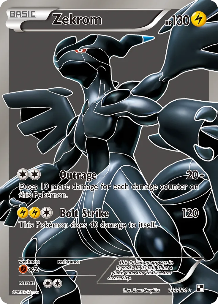 Zekrom #114, Black & White Gray Background