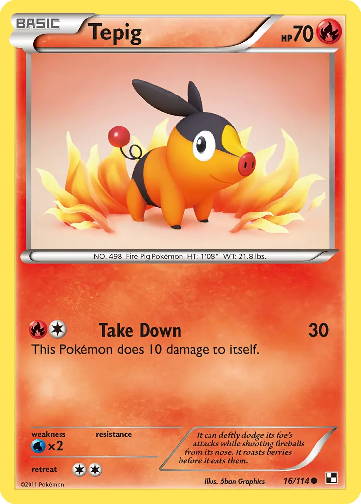 Tepig #16, Black & White Reverse Foil