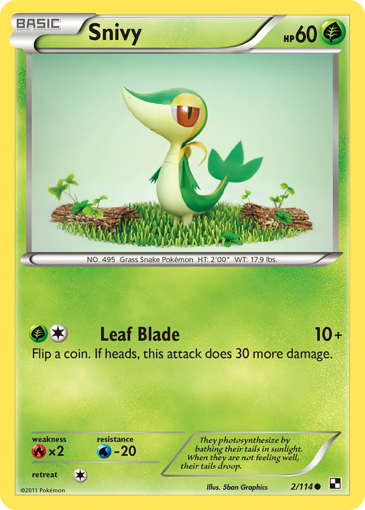 Snivy #2, Black & White Reverse Foil