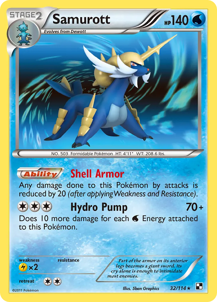 Samurott #32, Black & White Reverse Foil