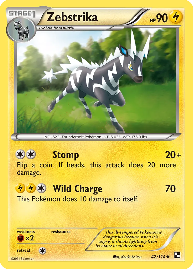 Zebstrika #42, Black & White Crosshatch-2012 Pokemon League