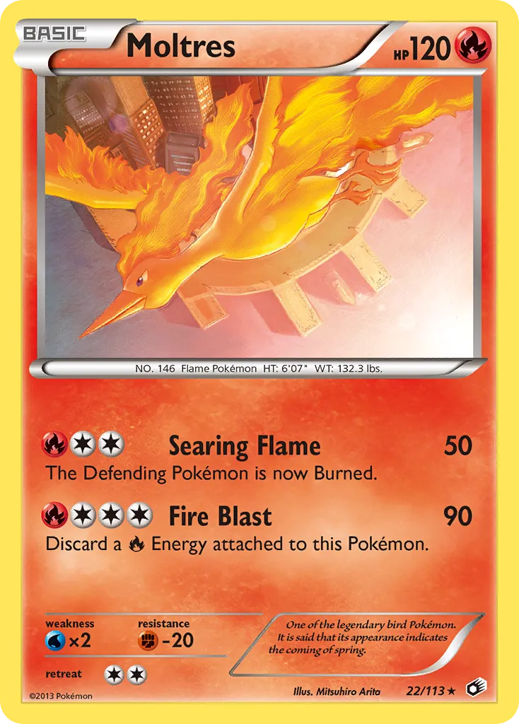 Moltres #22, Legendary Treasures Reverse Foil