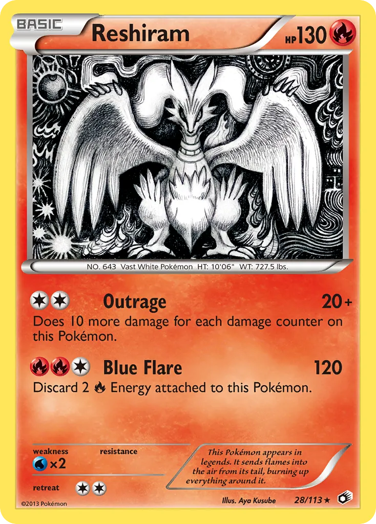 Reshiram #28, Legendary Treasures
