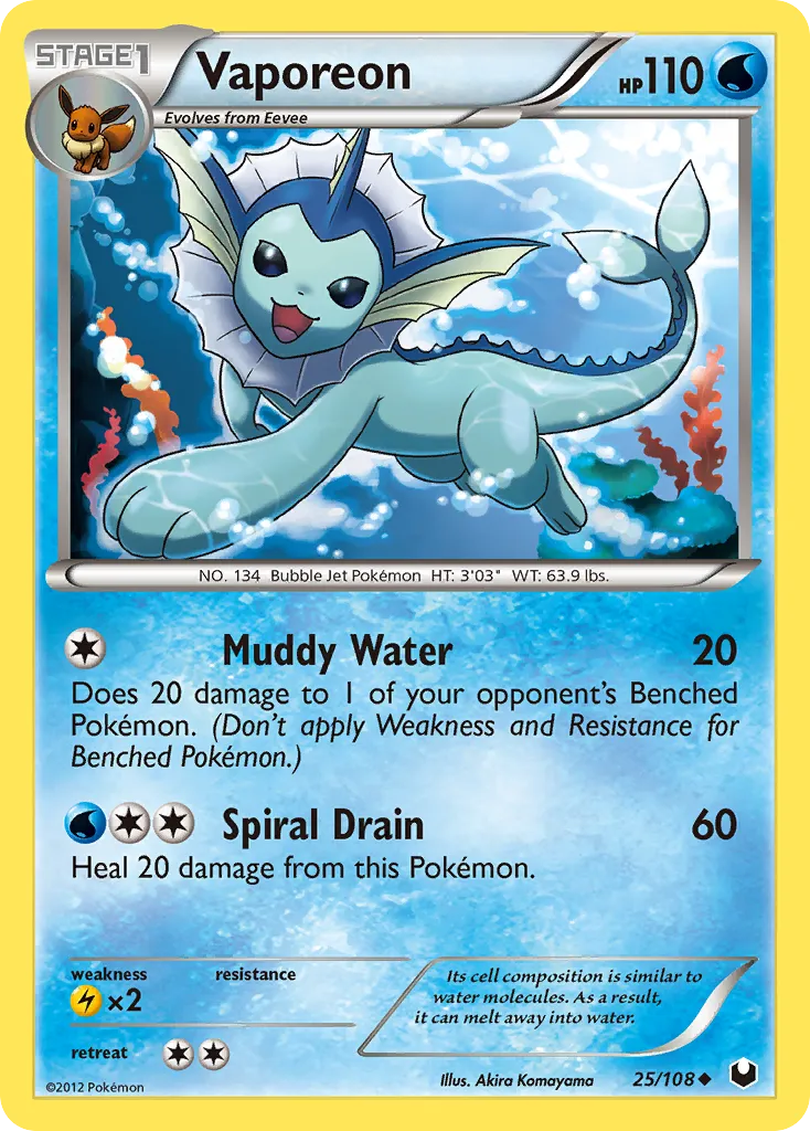 Vaporeon #25, Dark Explorers Crosshatch-2012 Euro Spring Regional Championships