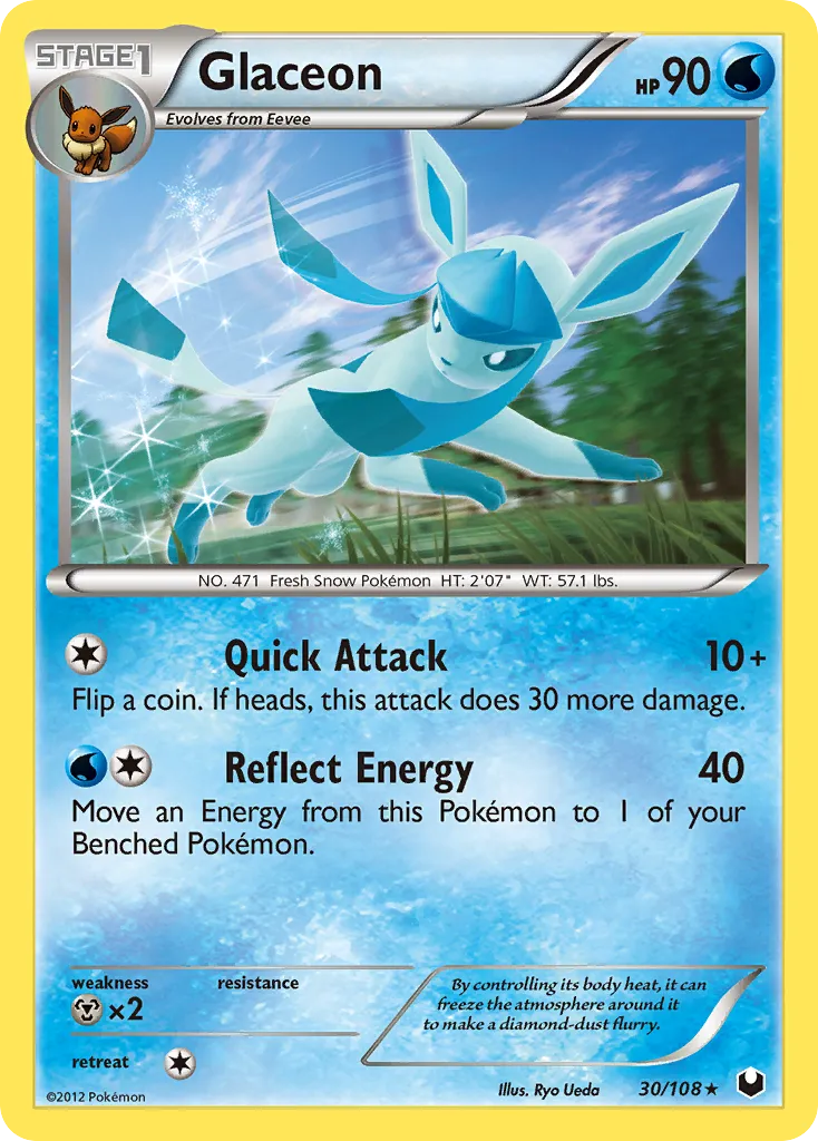 Glaceon #30, Dark Explorers Reverse Foil