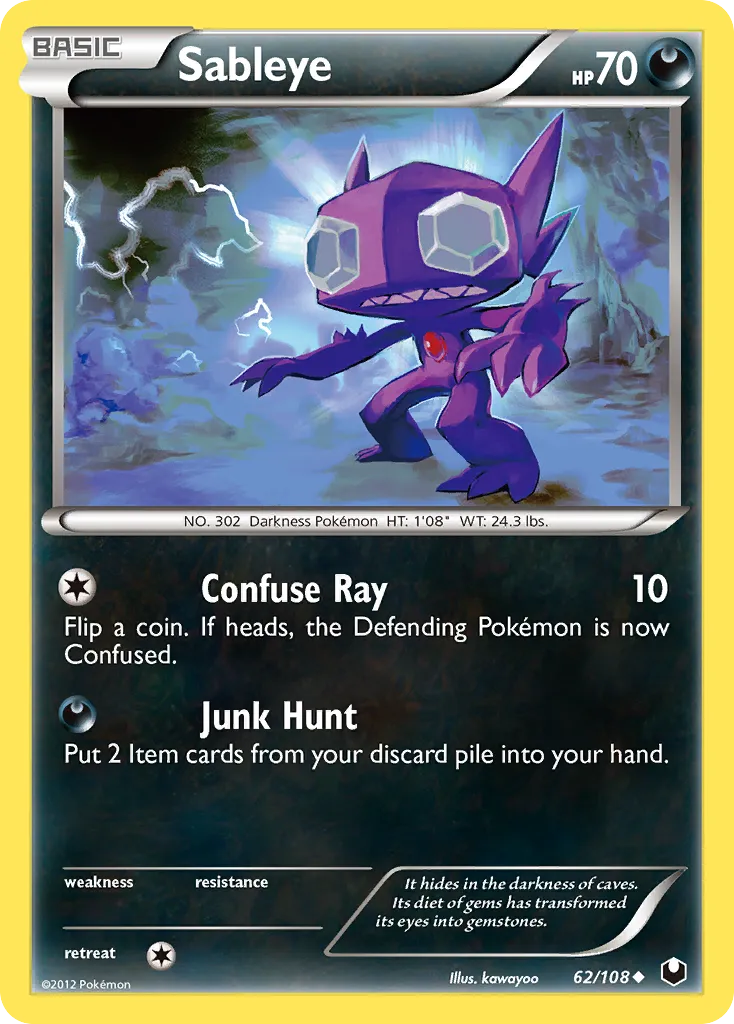 Sableye #62, Dark Explorers Reverse Foil