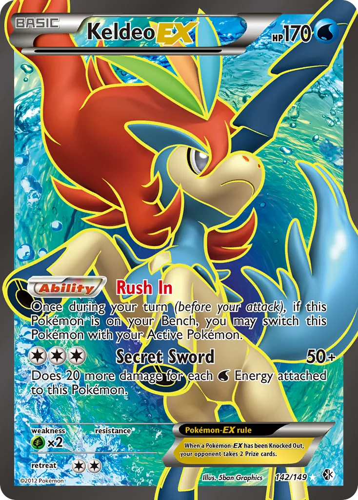 Keldeo-EX #142, Boundaries Crossed Holo