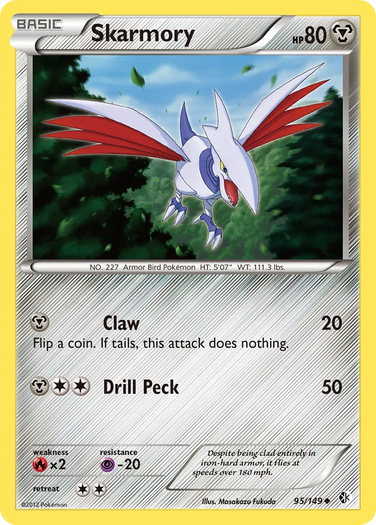 Skarmory #95, Boundaries Crossed Reverse Foil