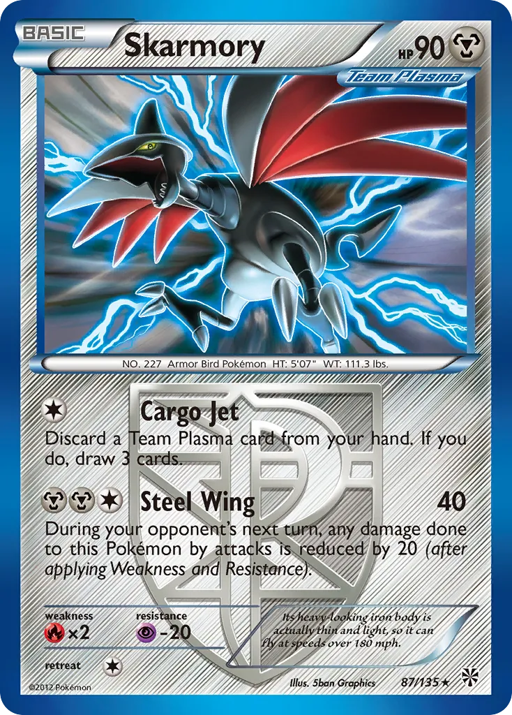 Skarmory #87, Plasma Storm Reverse Foil