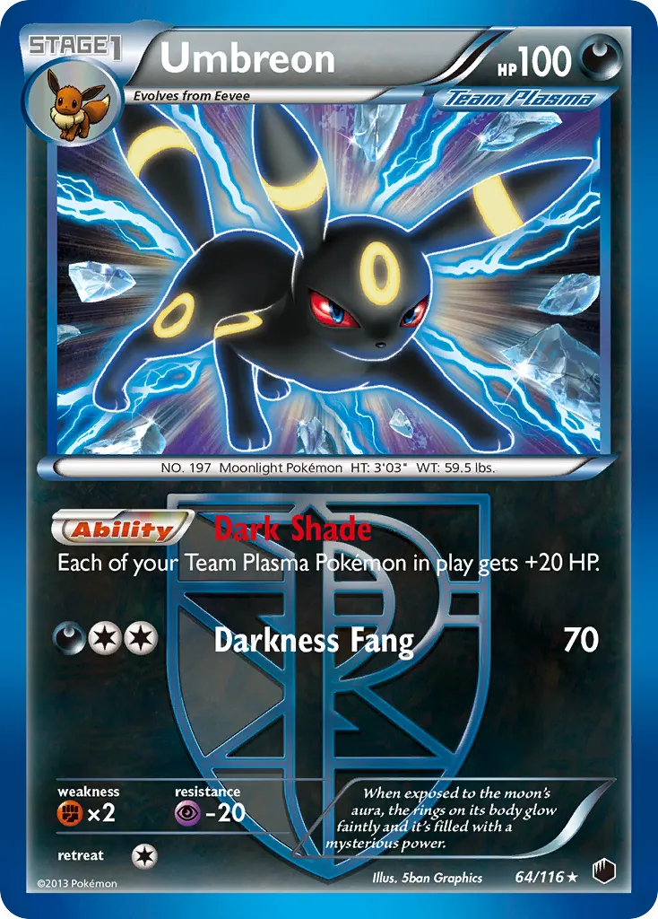 Umbreon #64, Plasma Freeze Reverse Foil