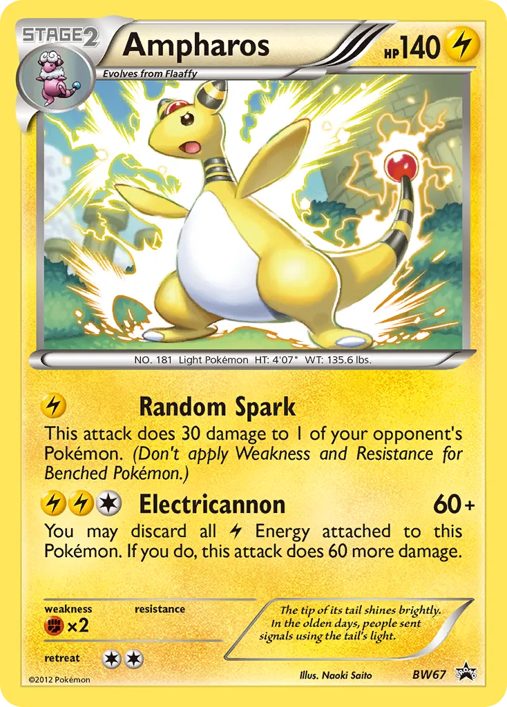 Ampharos #BW67, BW Black Star Promos Smooth Cosmos Holo