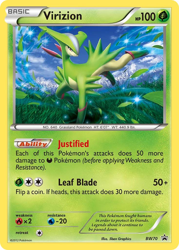 Virizion #BW70, BW Black Star Promos Cracked Ice-Legends of Justice Box