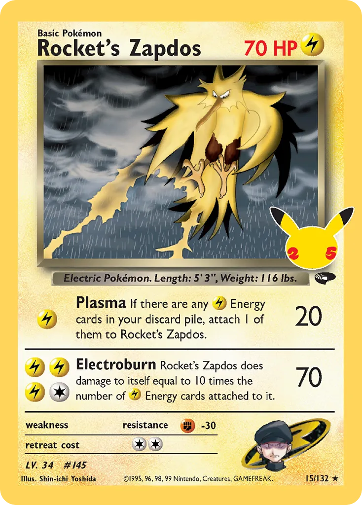 Rocket's Zapdos #15, Celebrations: Classic Collection
