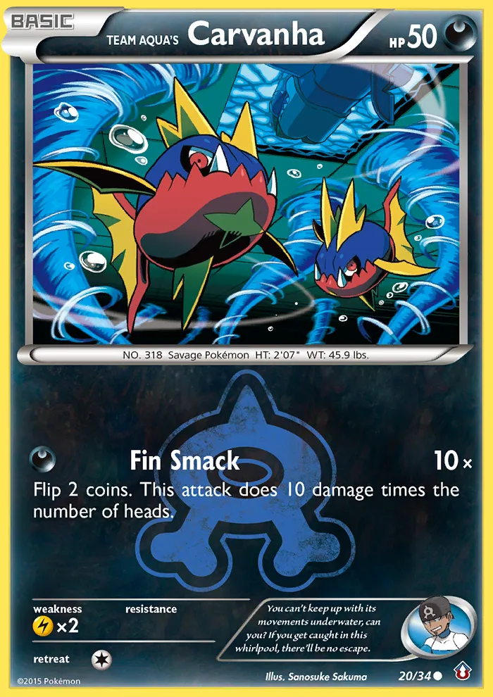 Team Aqua's Carvanha #20, Double Crisis Reverse Foil
